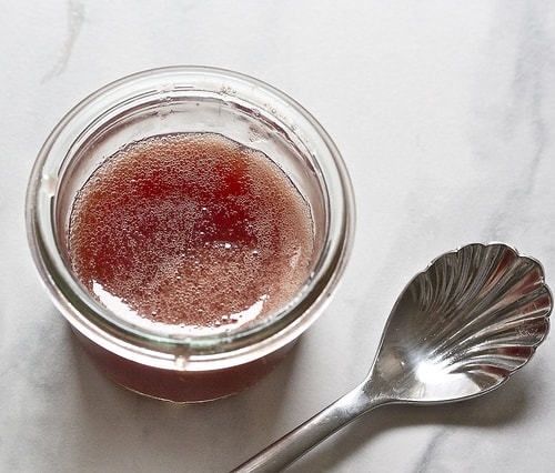 A jar of rhubarb syrup.