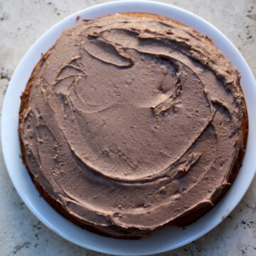 Banana cake with chocolate frosting