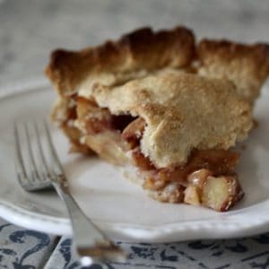 Slice of gluten-free apple pie.