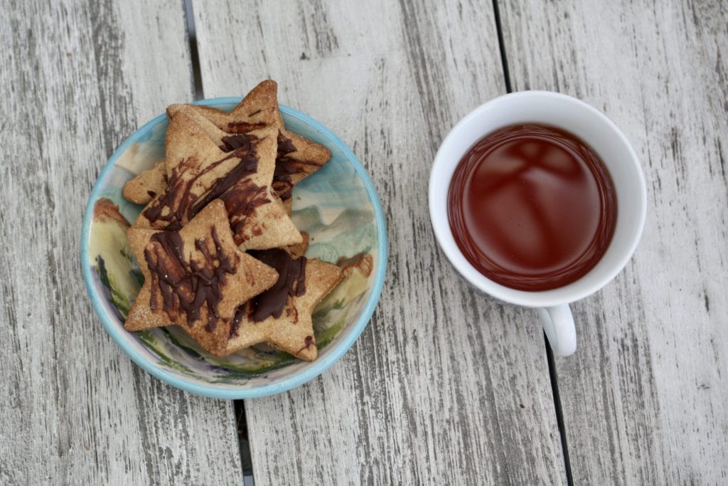 Gluten-free shortbread cookies and a cup of tea.