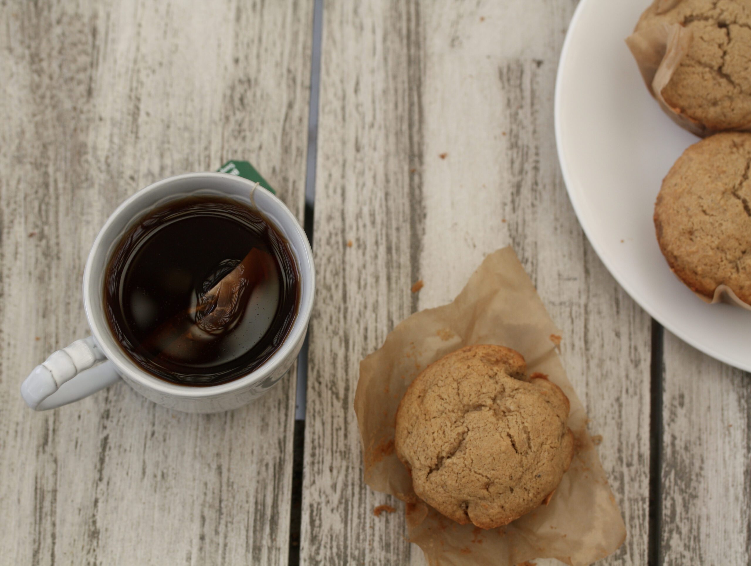 Brown butter cardamom spice muffins and tea.