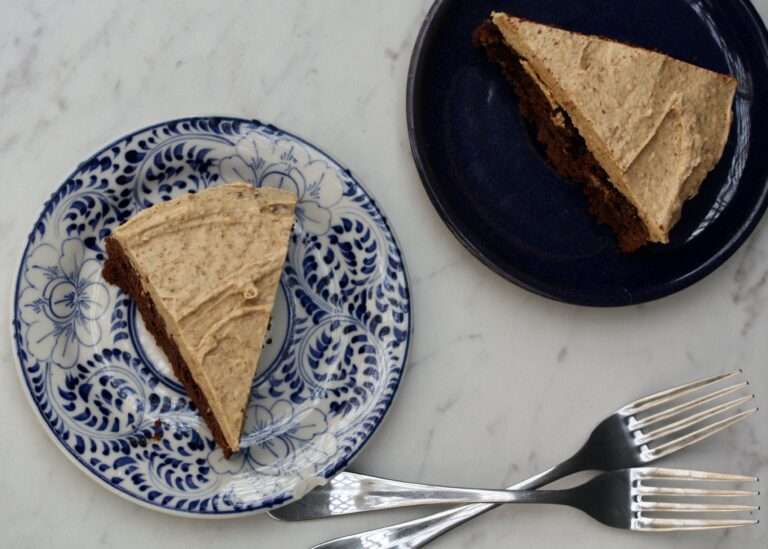 {Gluten-Free} Buttermilk Chocolate Cake with Salted Peanut Butter Frosting