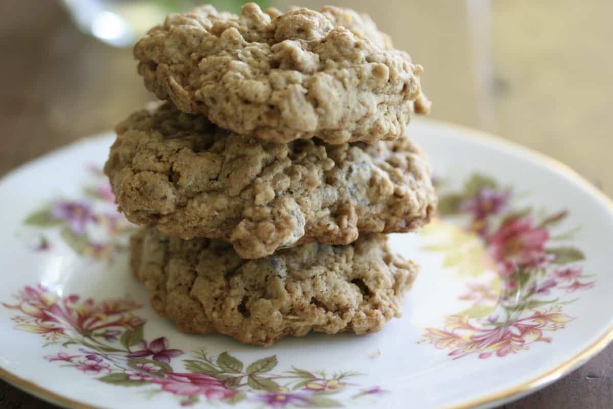 A stack of gluten-free oatmeal chocolate chips cookies