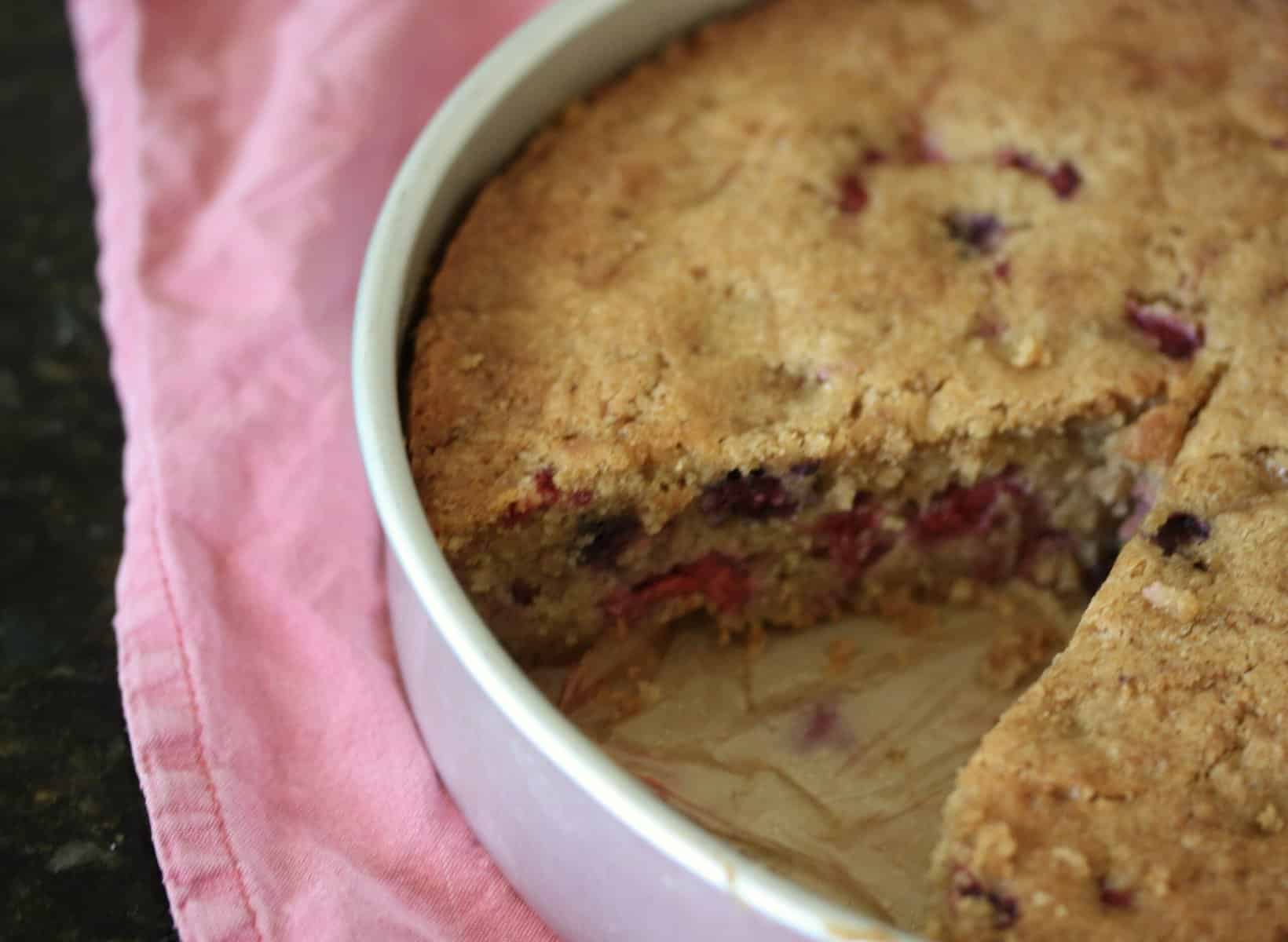 Gluten-free raspberry buckle cake