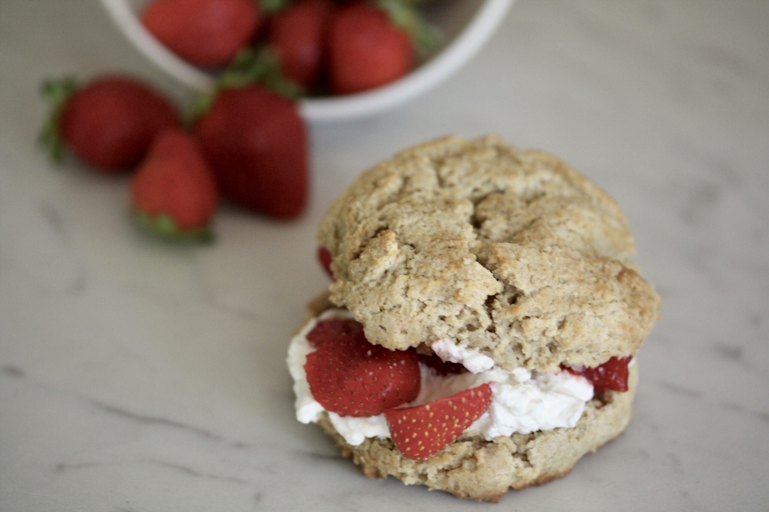 Gluten-free strawberry shortcake and strawberries
