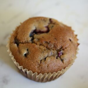 A gluten-free blackberry muffin.
