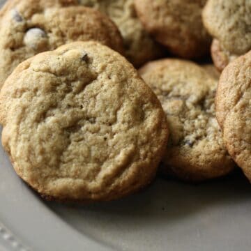 A plate of oat flour chocolate chip cookies