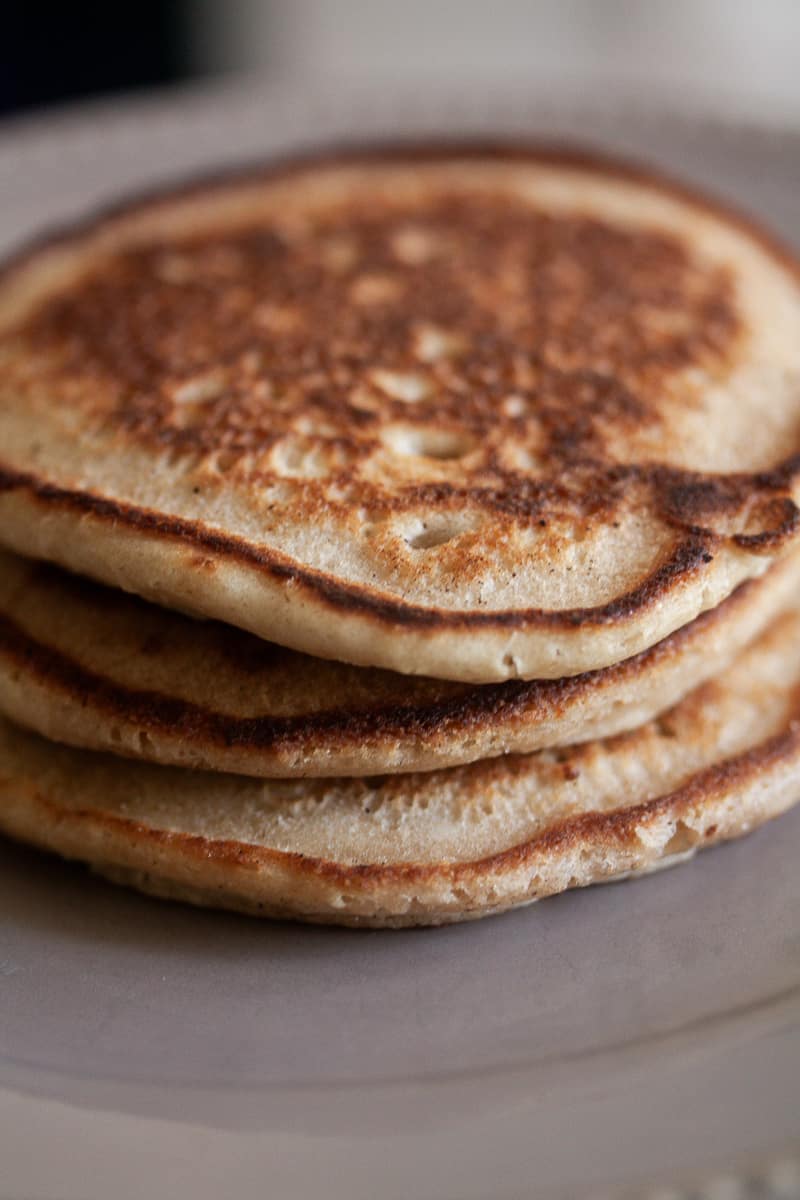 A stack of oat flour pancakes.