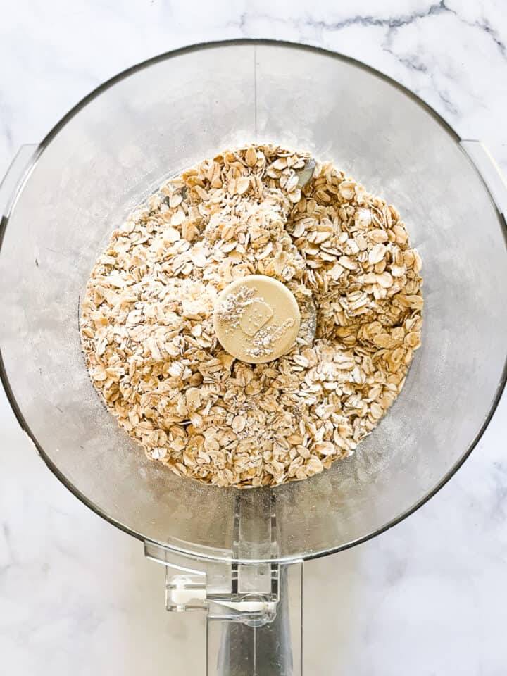 Rolled oats in a food processor.