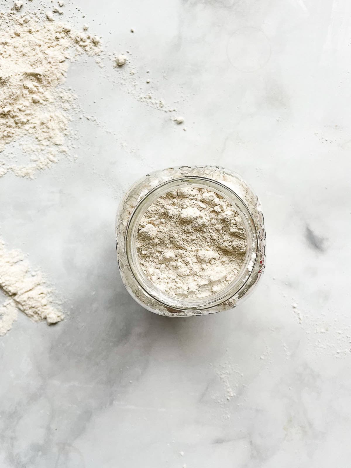 A jar of homemade gluten free flour.