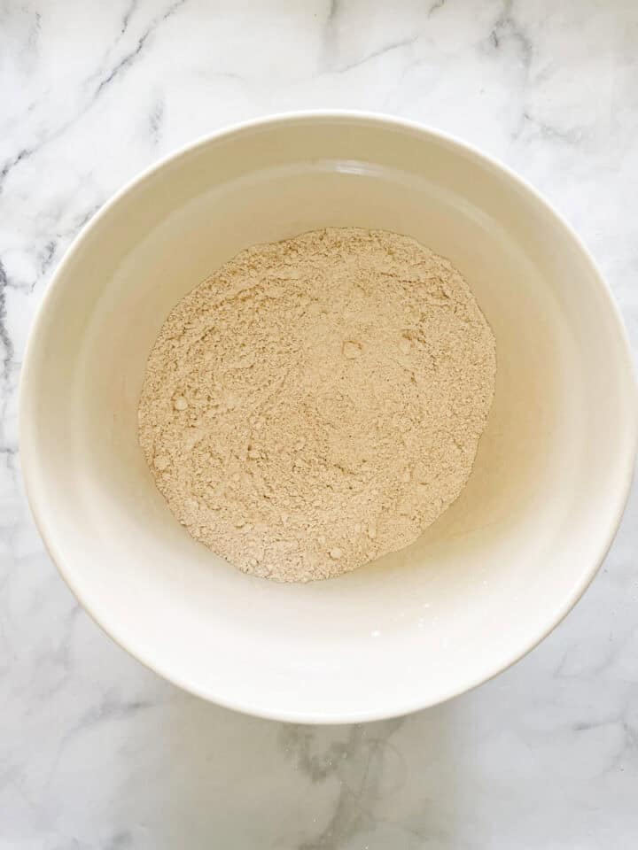 Oat flour in a bowl.