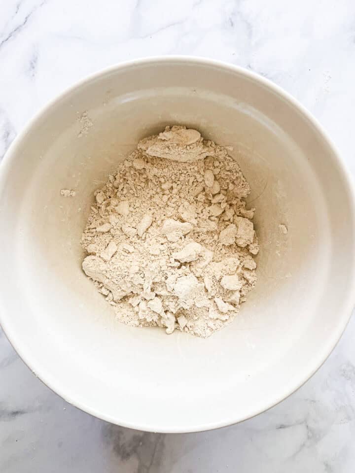 The butter is mixed into the flour.