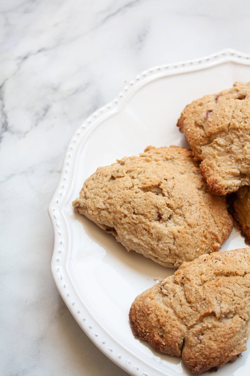 Oat flour scones on a plate.