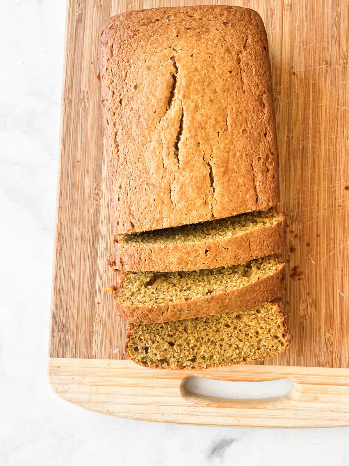 Gluten free pumpkin bread sliced.