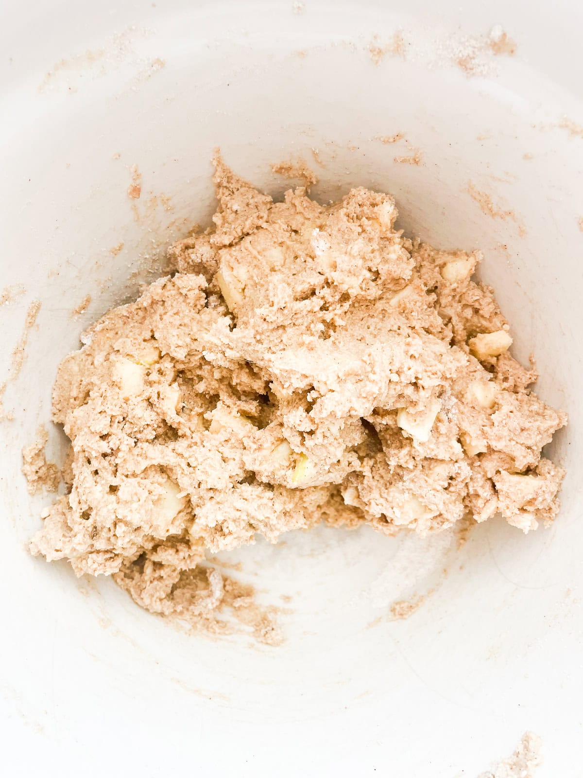 Apple scones dough in a bowl.