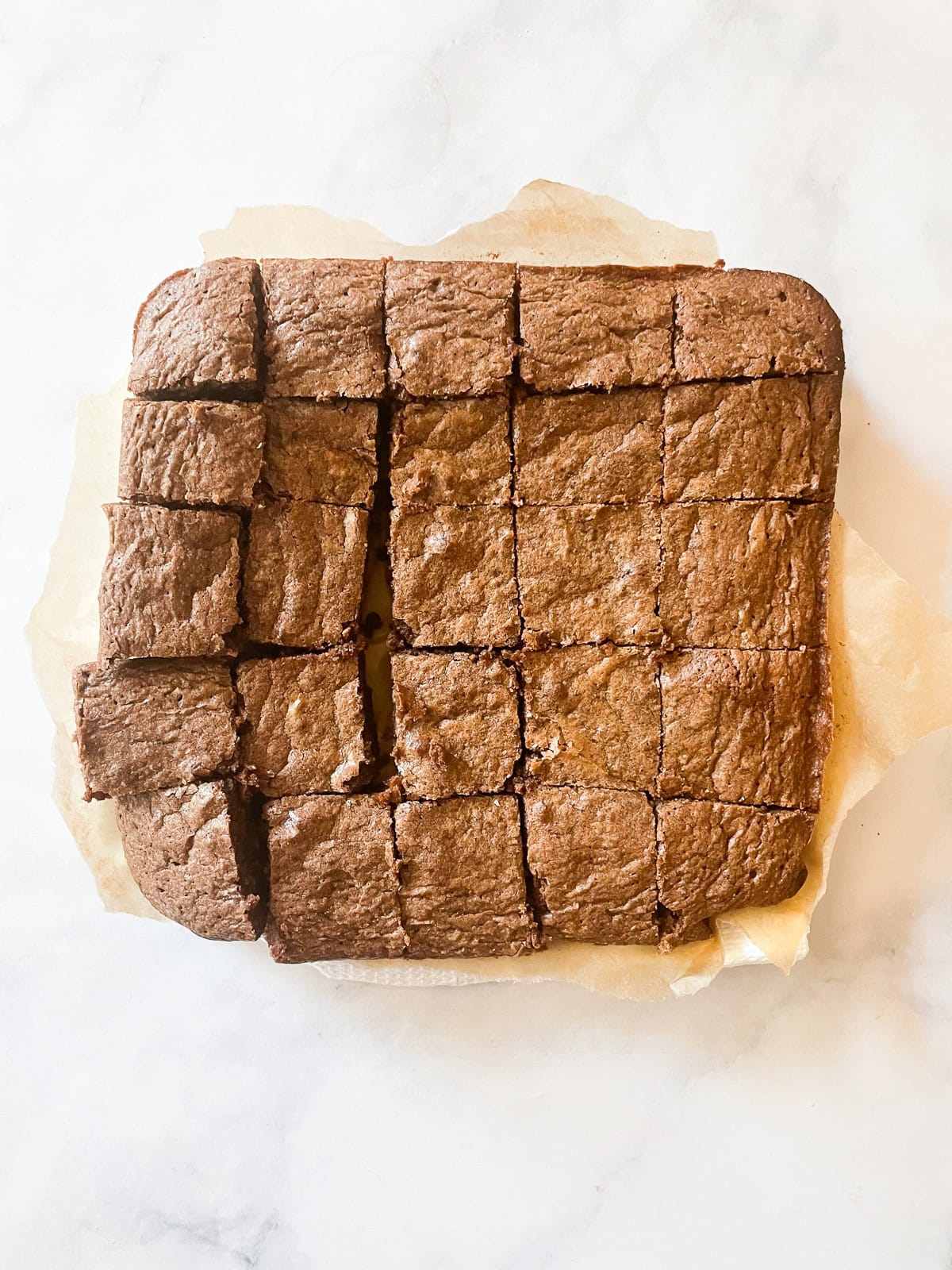 Whole wheat brownies cut into squares.