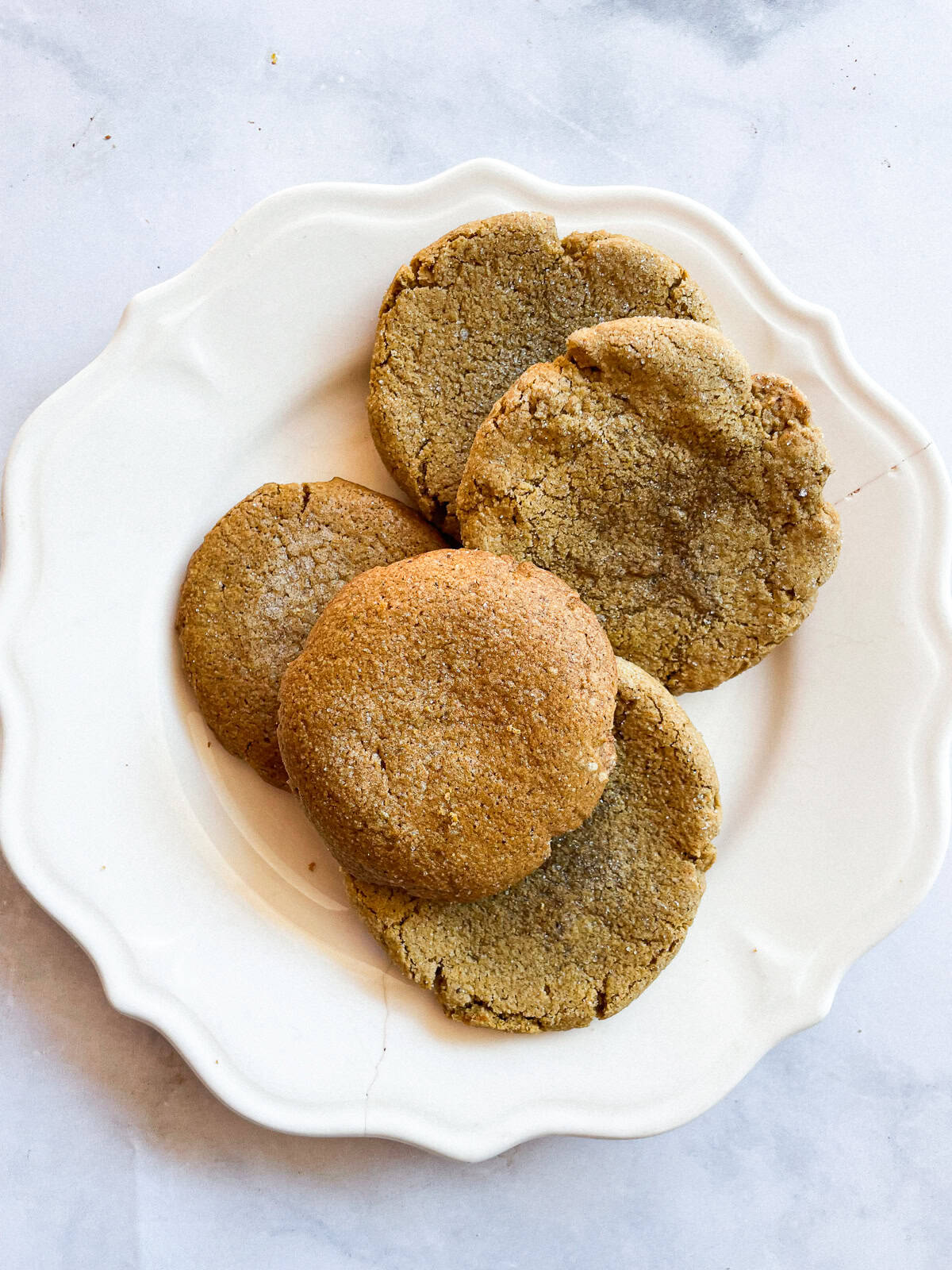 A plate of gluten free chewy pumpkin cookies.