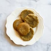 Gluten free chewy pumpkin cookies on a plate.