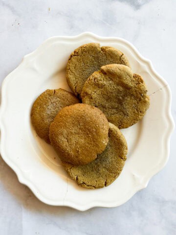 Gluten free chewy pumpkin cookies on a plate.