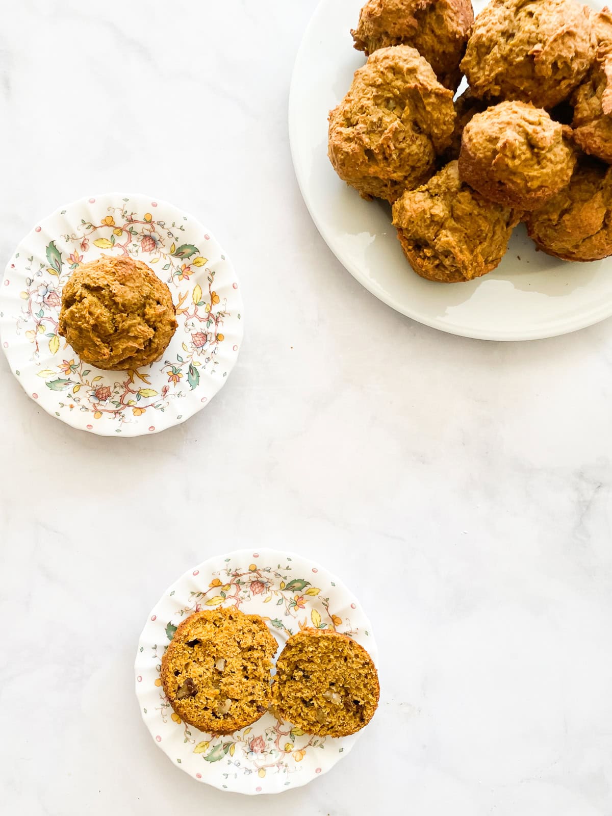 Plate of gluten free pumpkin banana muffins.