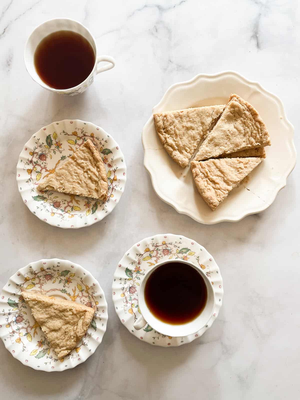 Cups of tea and gluten free shortbread.