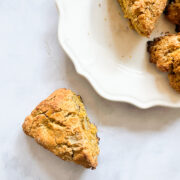 A plate of gluten free walnut pumpkin scones.