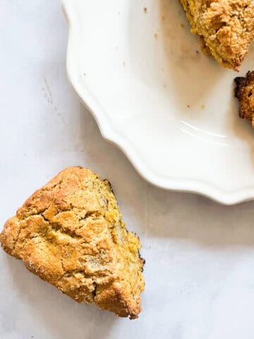 A plate of gluten free walnut pumpkin scones.