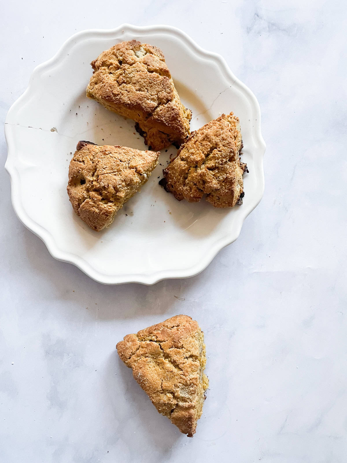 A plate of gluten free walnut pumpkin scones.