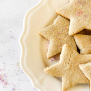 A plate of gluten free sugar cookies.