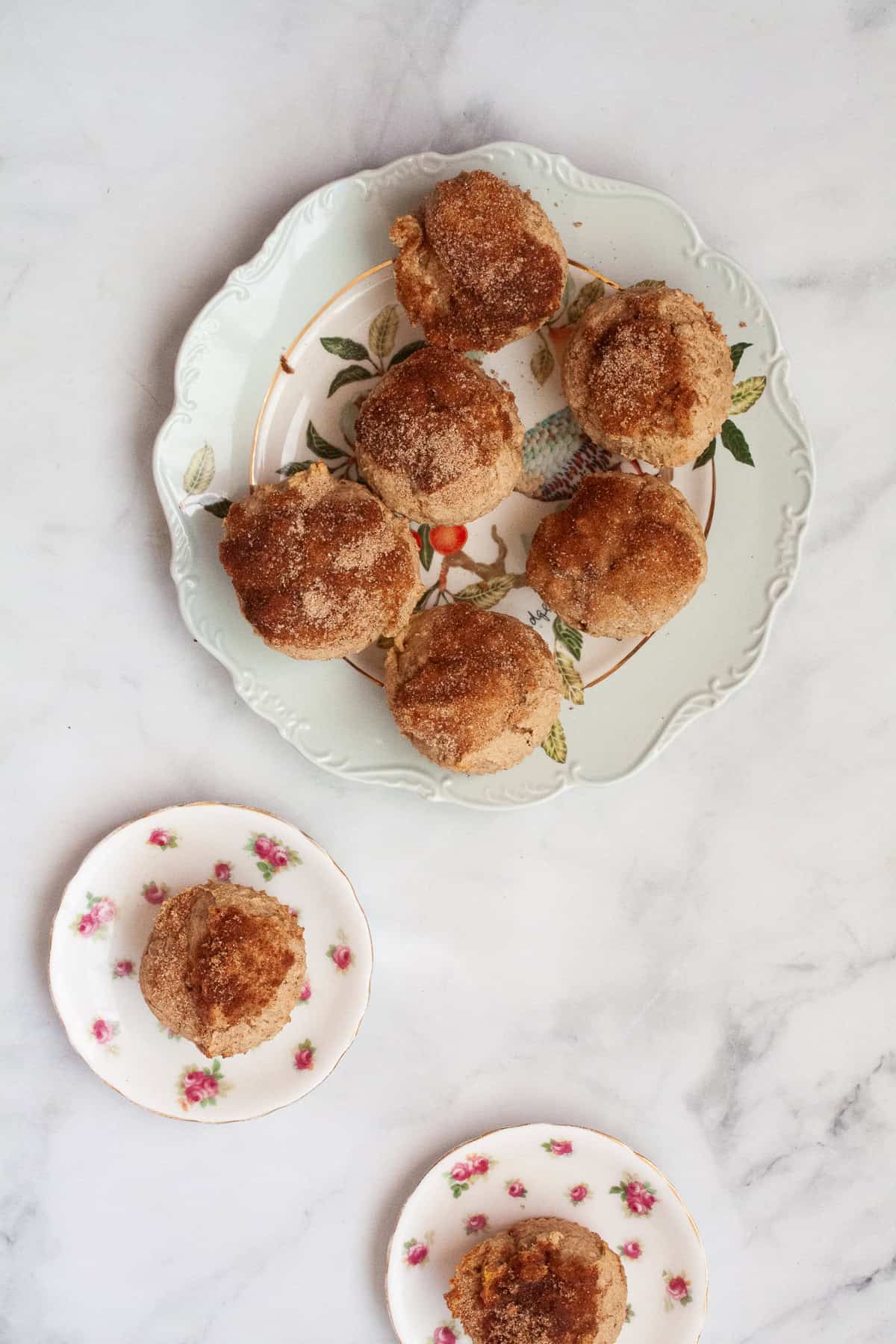 Cinnamon sugar muffins on a plate.