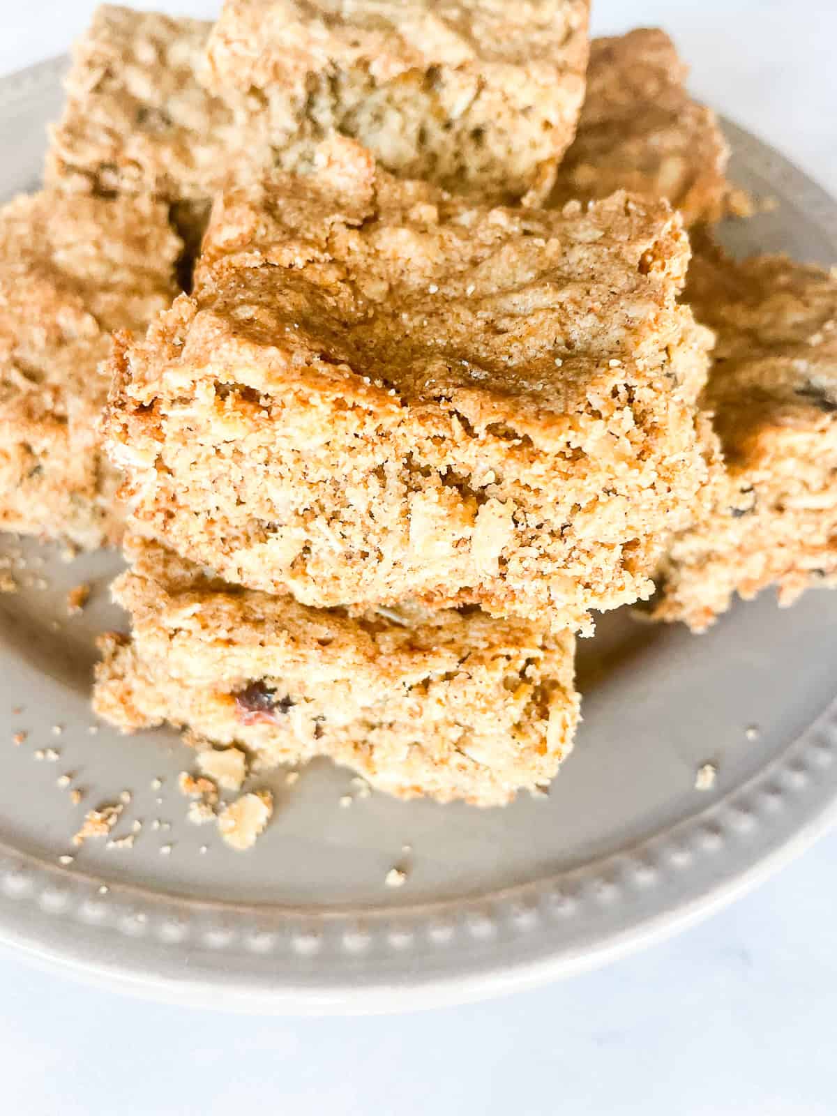 A stack of oatmeal raisin bars.