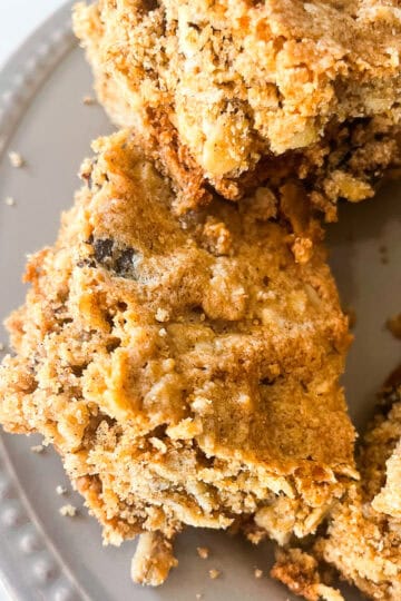 A plate of oatmeal raisin bars.