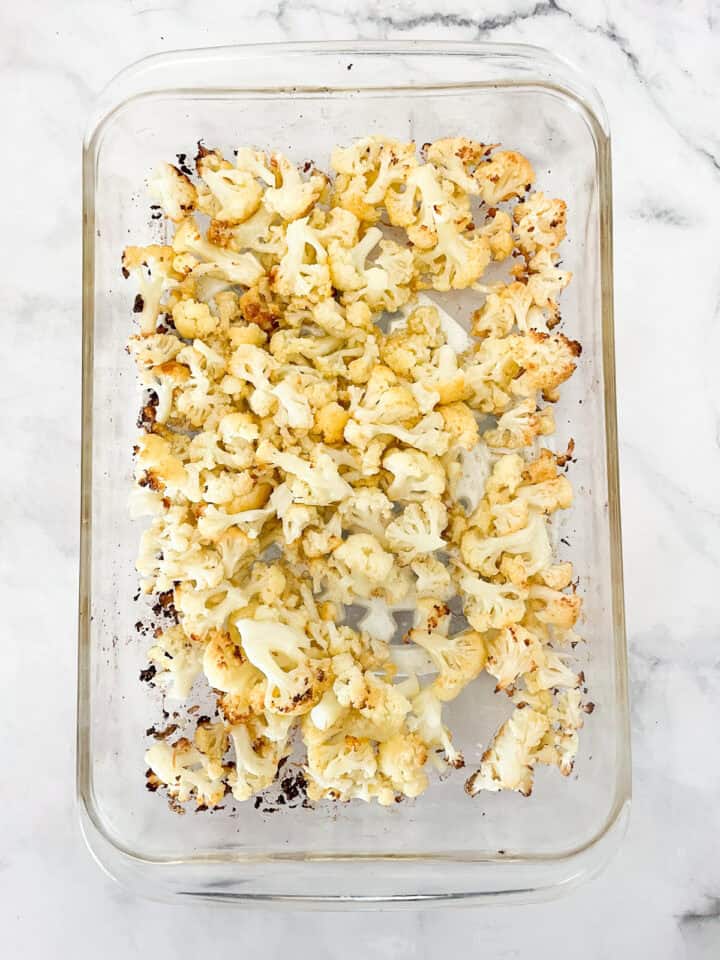 A pan of roasted cauliflower.