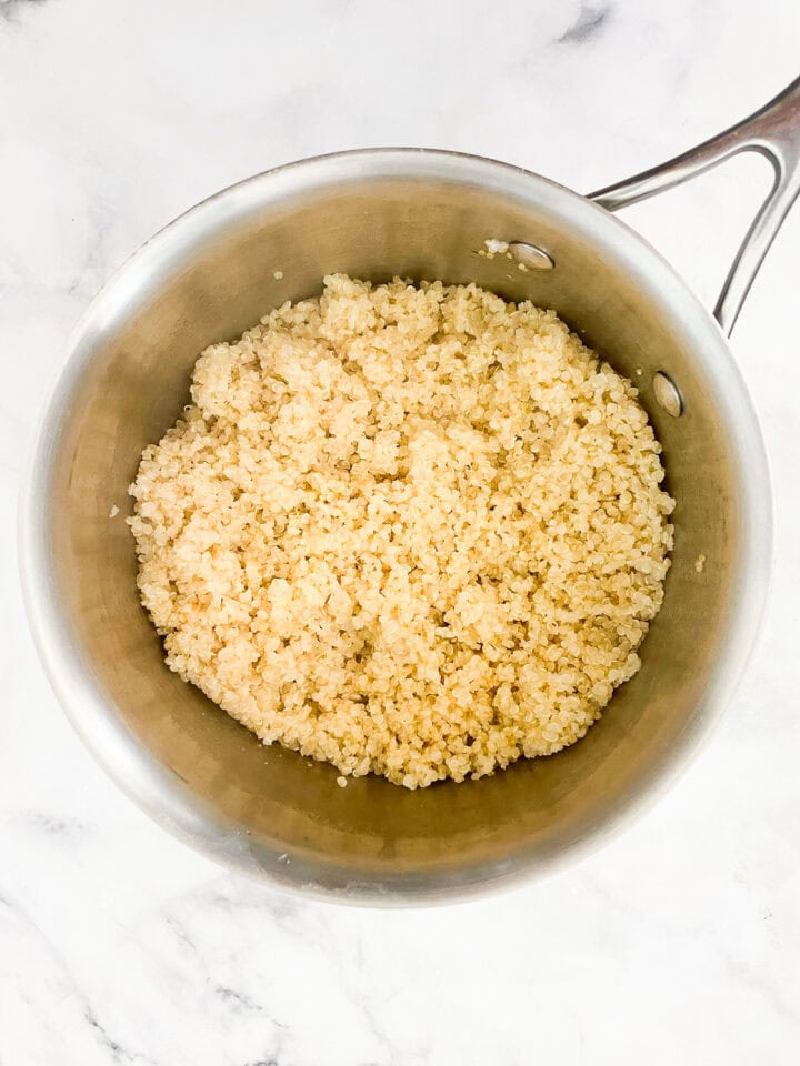 Coconut quinoa after cooking.