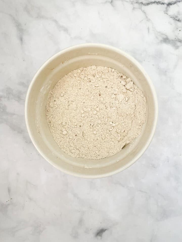 Dry mix for cinnamon sugar muffins in a bowl.