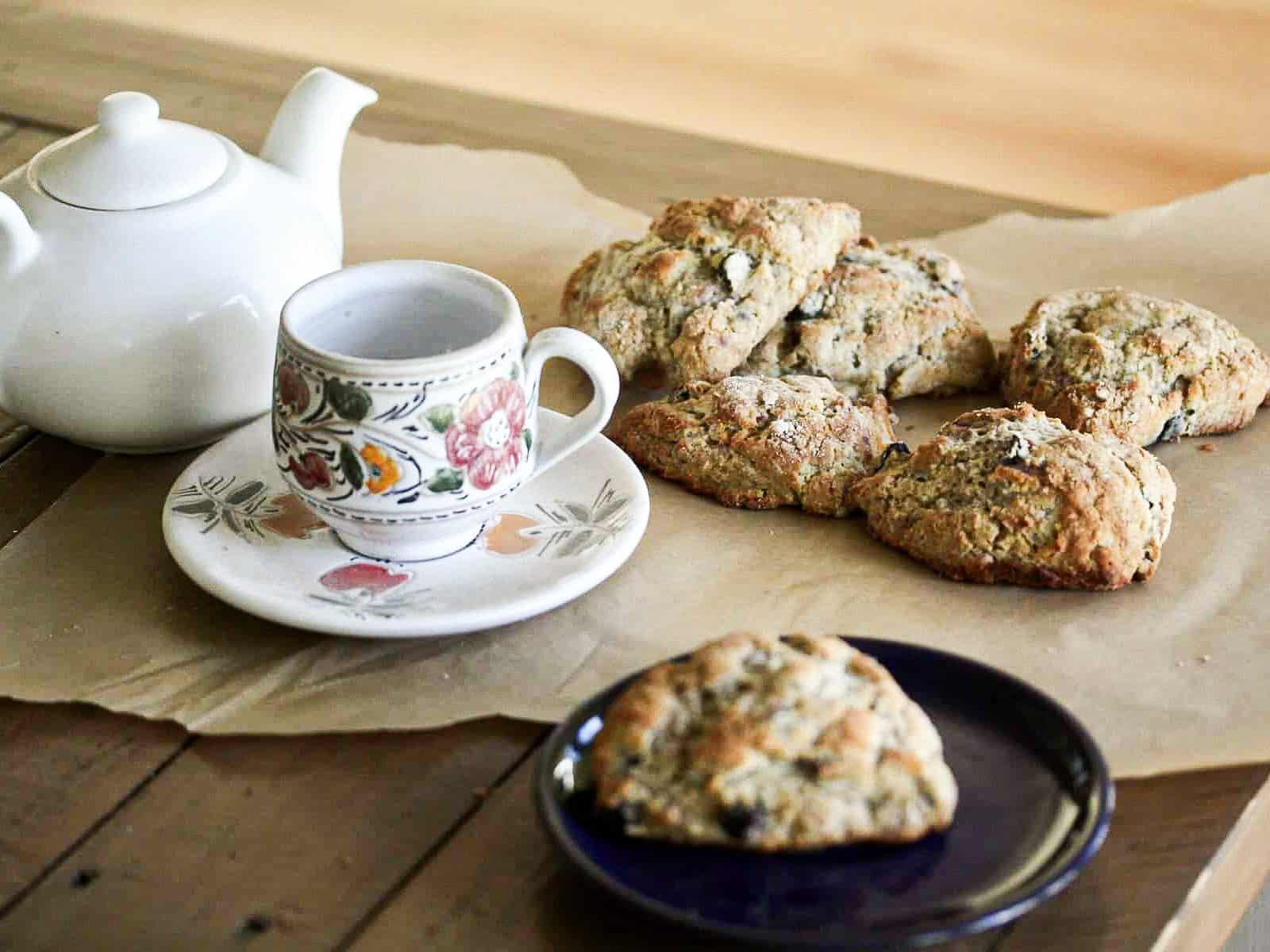 Berry buckwheat scones and tea.