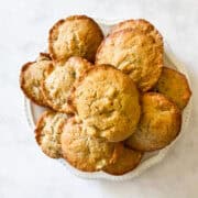 A plate of gluten free rhubarb muffins.