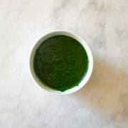 A bowl of kale pasta sauce.