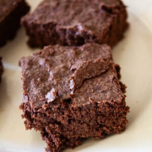 Some gluten free brownies on a plate.