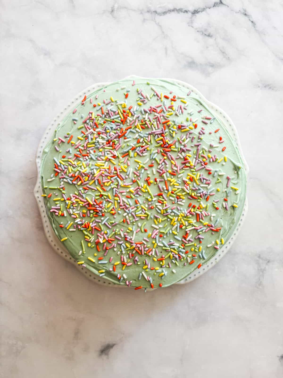 This is the best chocolate cake: Moist, tender, and with a perfect gluten-free crumb! Top it with chocolate buttercream for a real treat. Sprinkles top a frosted chocolate cake.