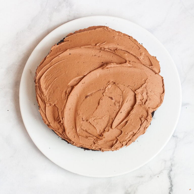 A gluten-free chocolate cake with chocolate frosting.