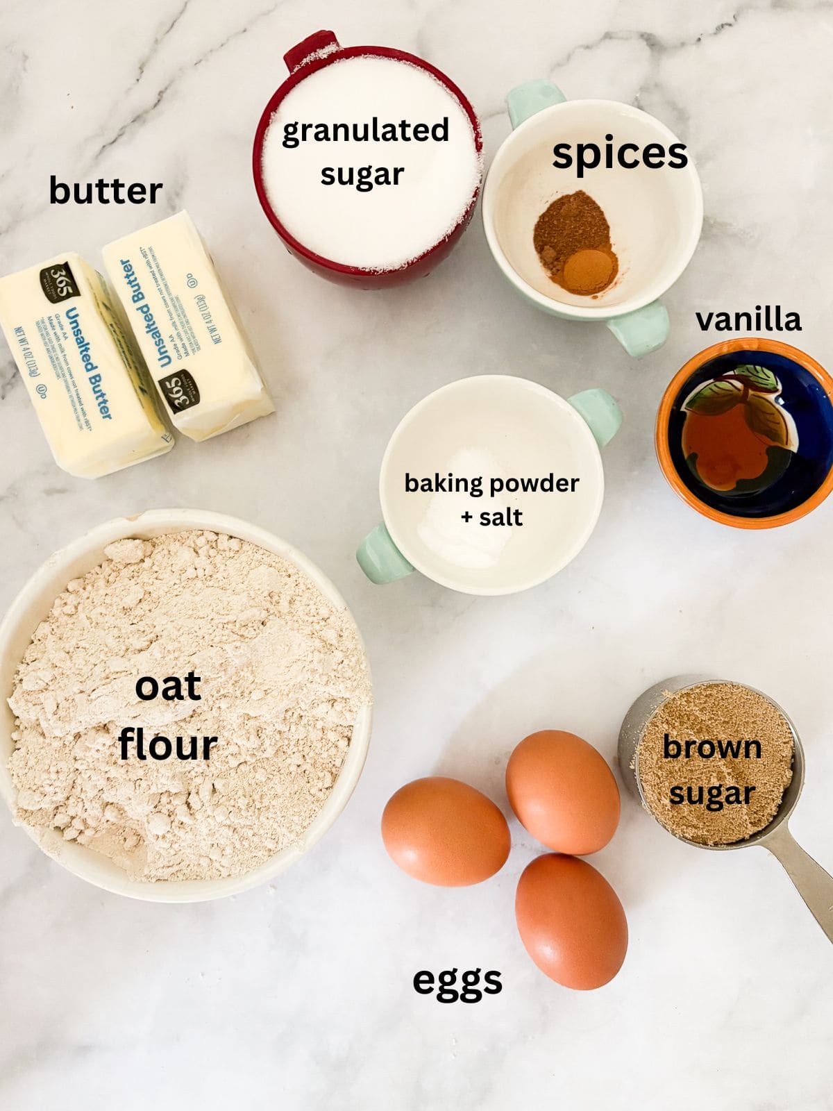 Ingredients for gluten free snickerdoodles are text labeled.