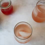 Rhubarb gin and tonics and rhubarb syrup.