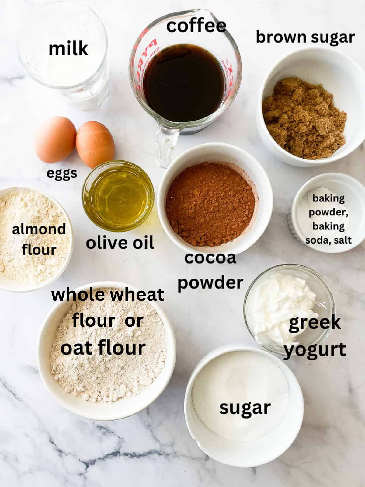 This tender, naturally higher-protein chocolate cake delivers 8 grams of protein per slice from whole foods ingredients. NO protein powder! Ingredients for higher protein chocolate cake are text-labeled.